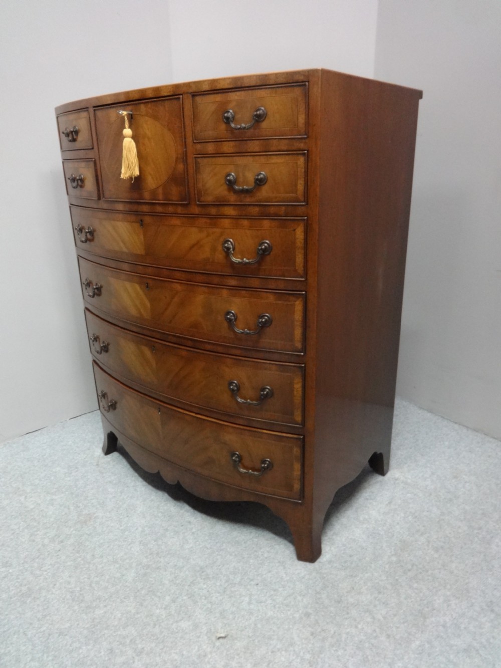 Outstanding Georgian Bowed Mahogany Chest View IV