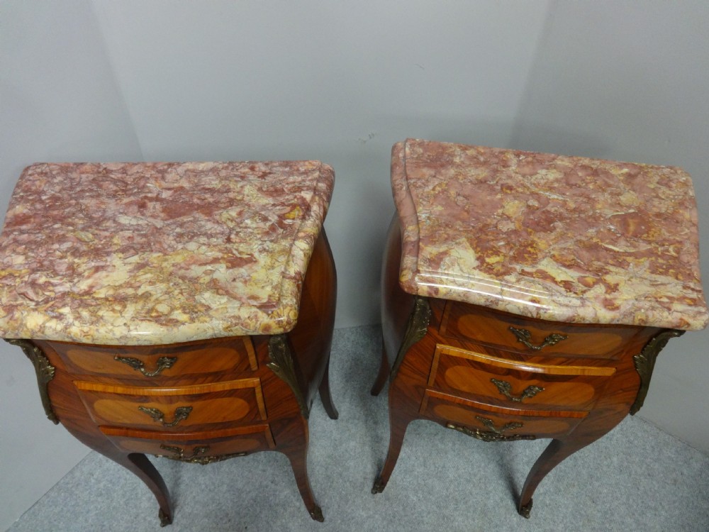 Pair Very Good French Tulipwood Bedside Lamp Chests View II