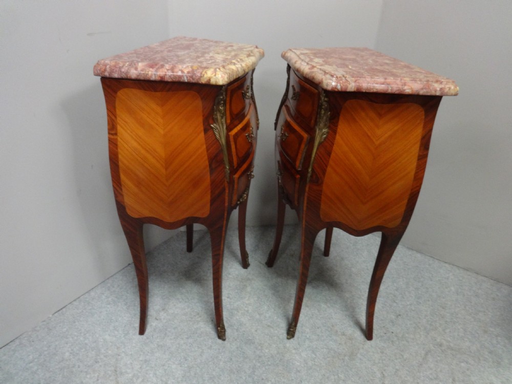 Pair Very Good French Tulipwood Bedside Lamp Chests View III