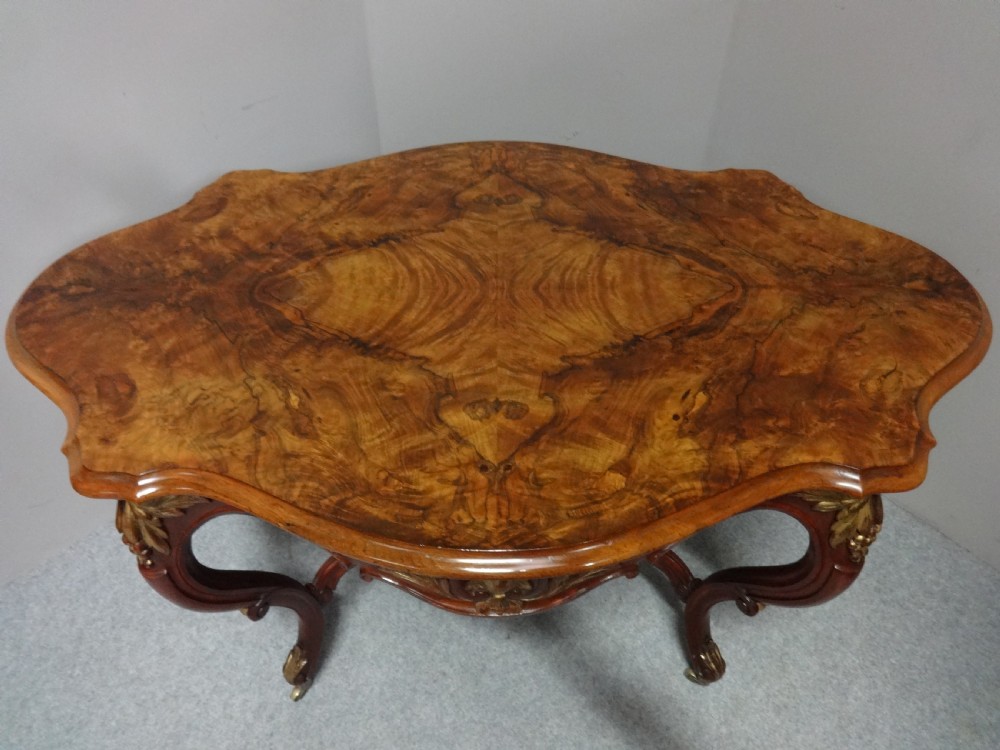 Lovely Burr Walnut & Parcel Gilt Center Table View VII