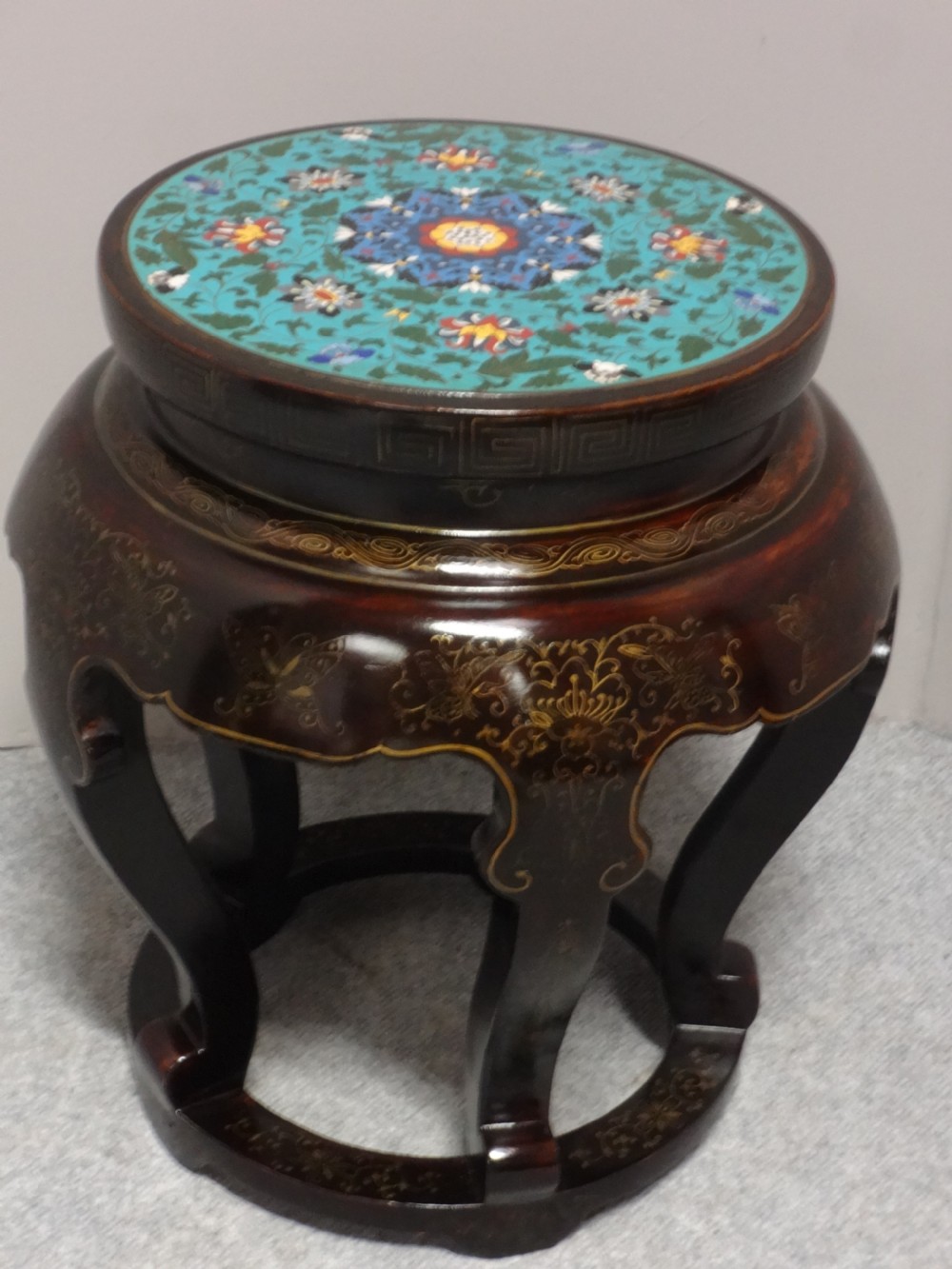 Very Good Laquered and Cloisonne Jardinere Stand