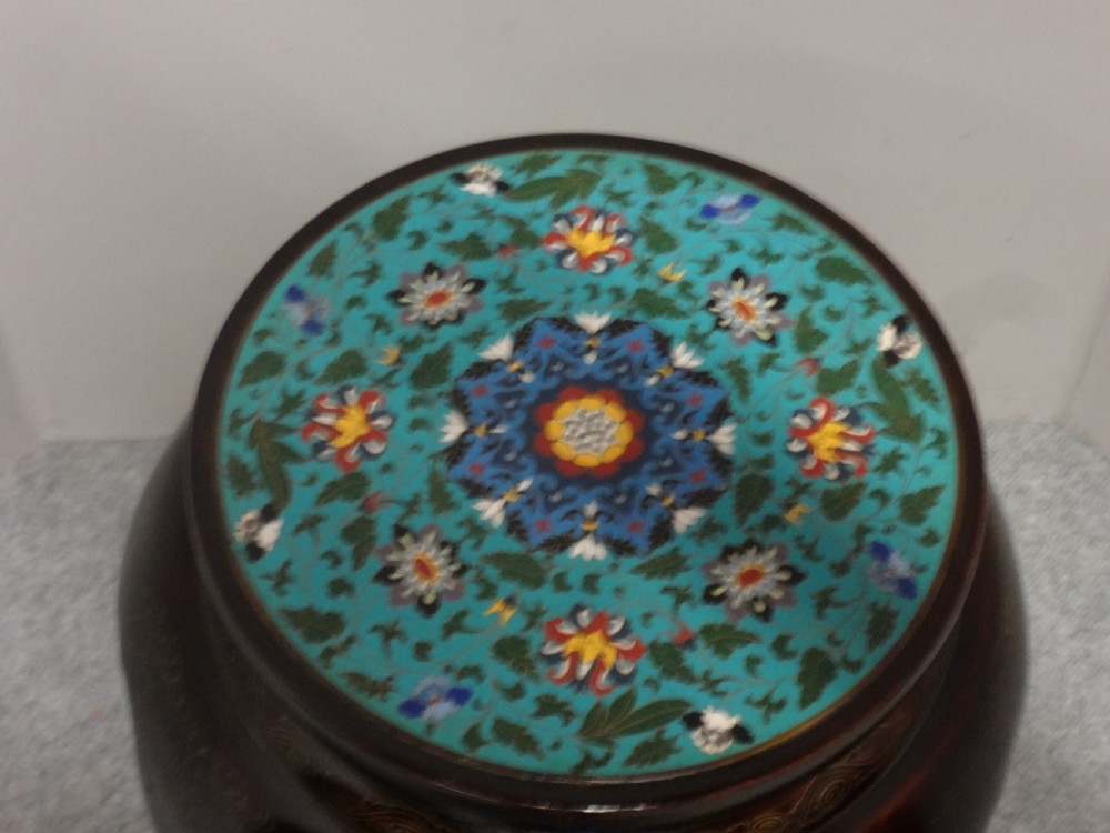 Very Good Laquered and Cloisonne Jardinere Stand View II