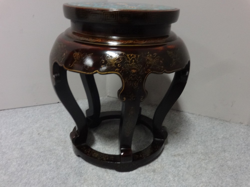 Very Good Laquered and Cloisonne Jardinere Stand View III