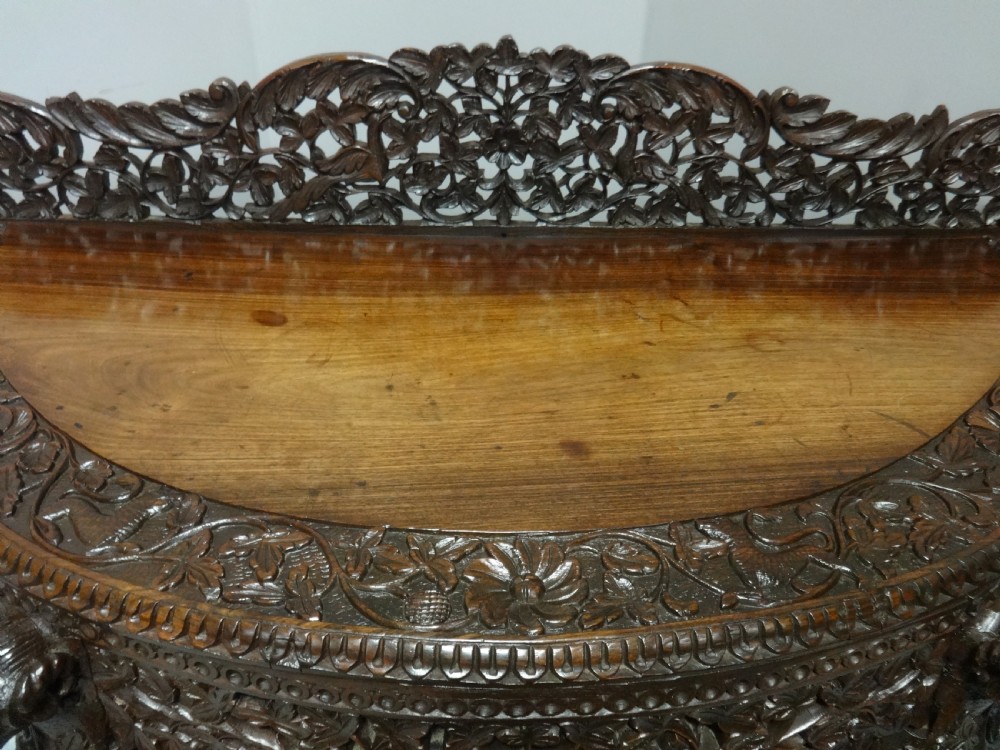 Outstanding Burmese Carved Console Table View XI