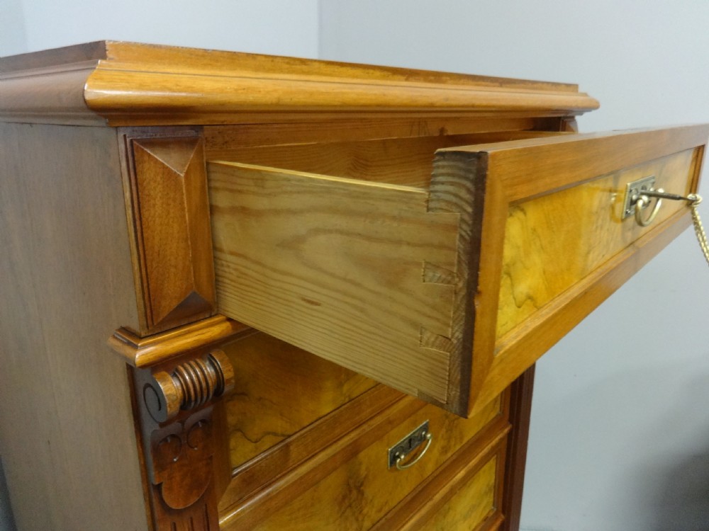 Excellent Quality Tall Burr Walnut Chest of Drawers View V