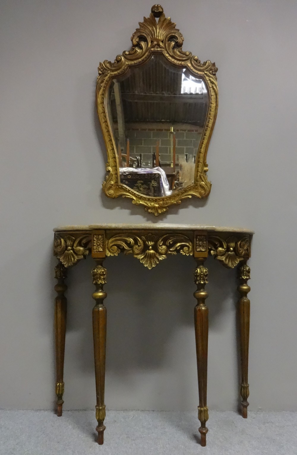 Good Gilt Console Table with Mirror