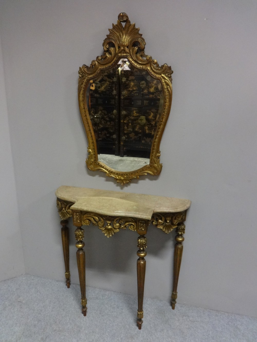 Good Gilt Console Table with Mirror View III
