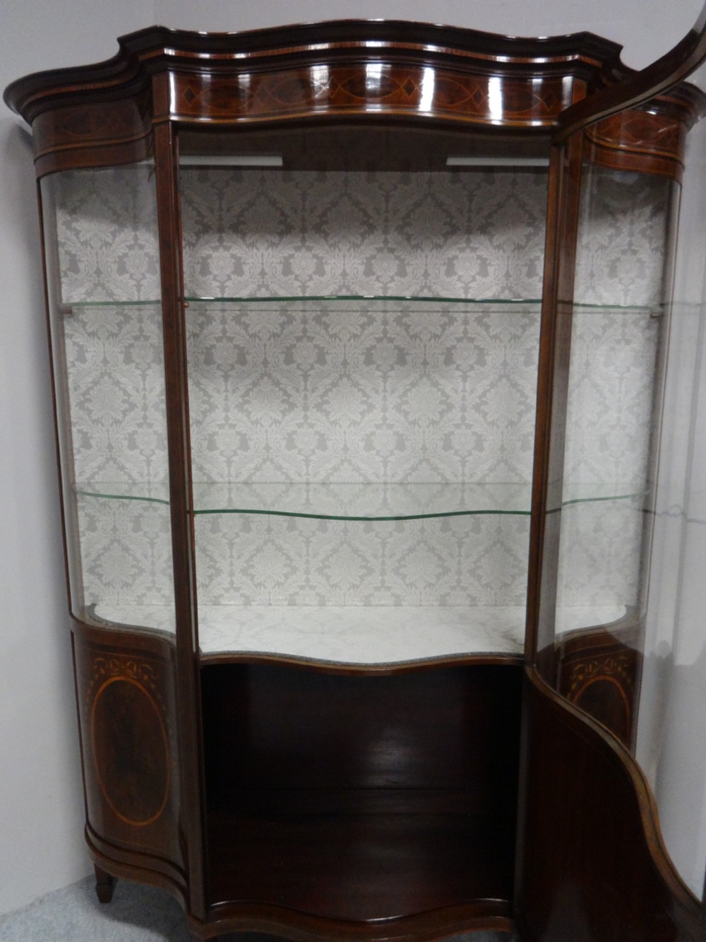 Large Exhibition Quality Serpentine Inlaid Display Cabinet View VI