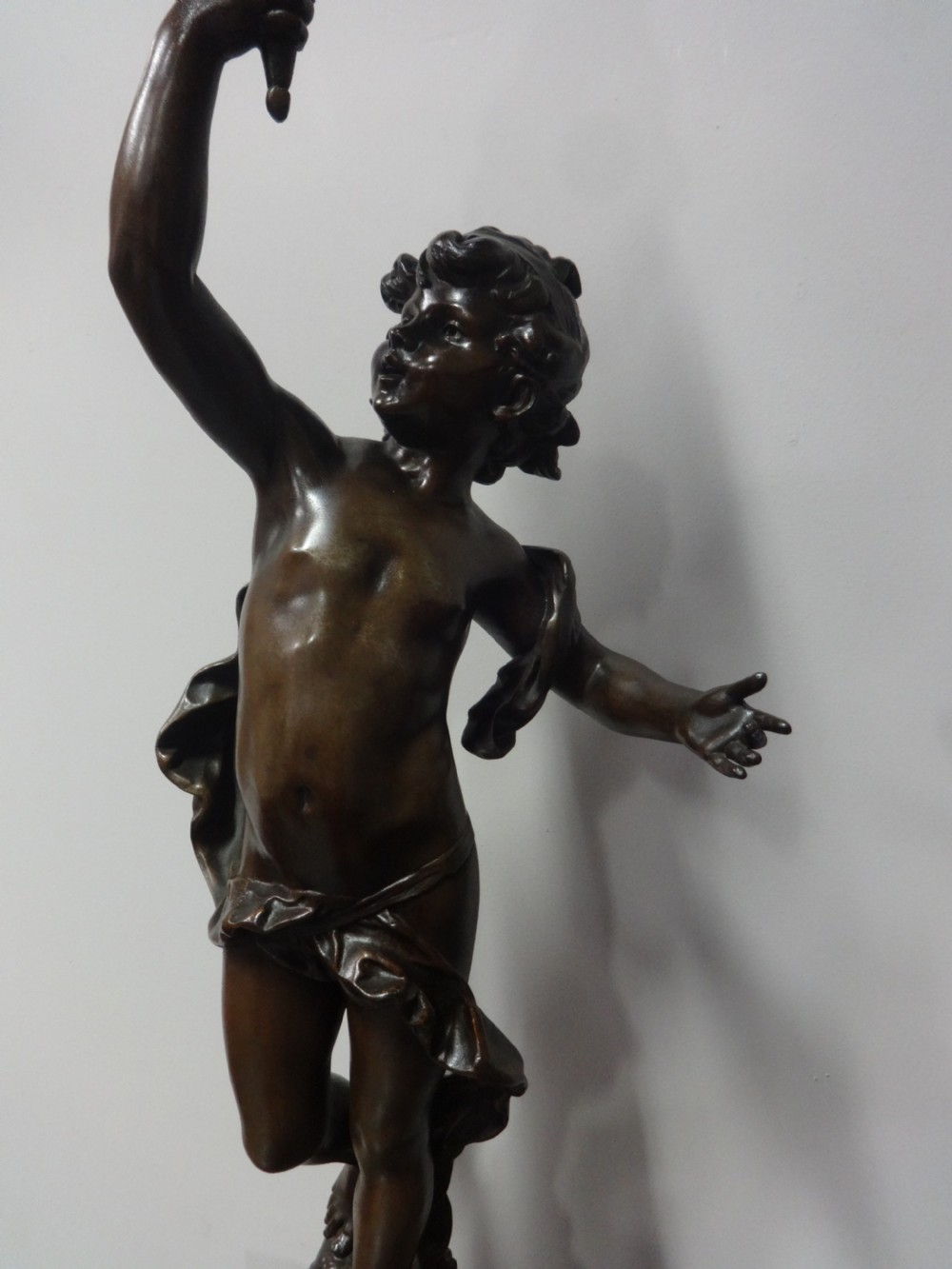 Wonderful Pair of C19th Marble Pedestals with Spelter Lamps View IV