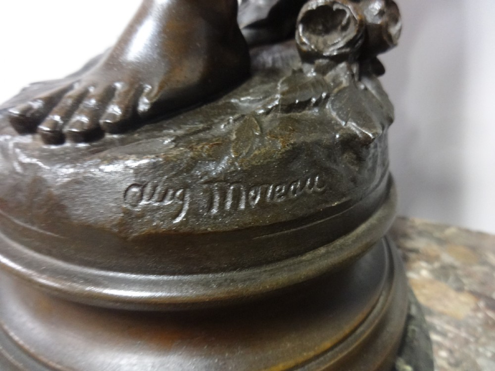 Wonderful Pair of C19th Marble Pedestals with Spelter Lamps View V
