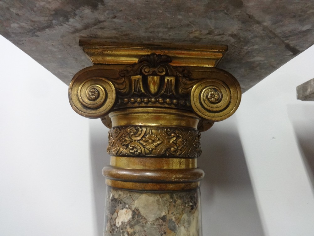 Wonderful Pair of C19th Marble Pedestals with Spelter Lamps View X