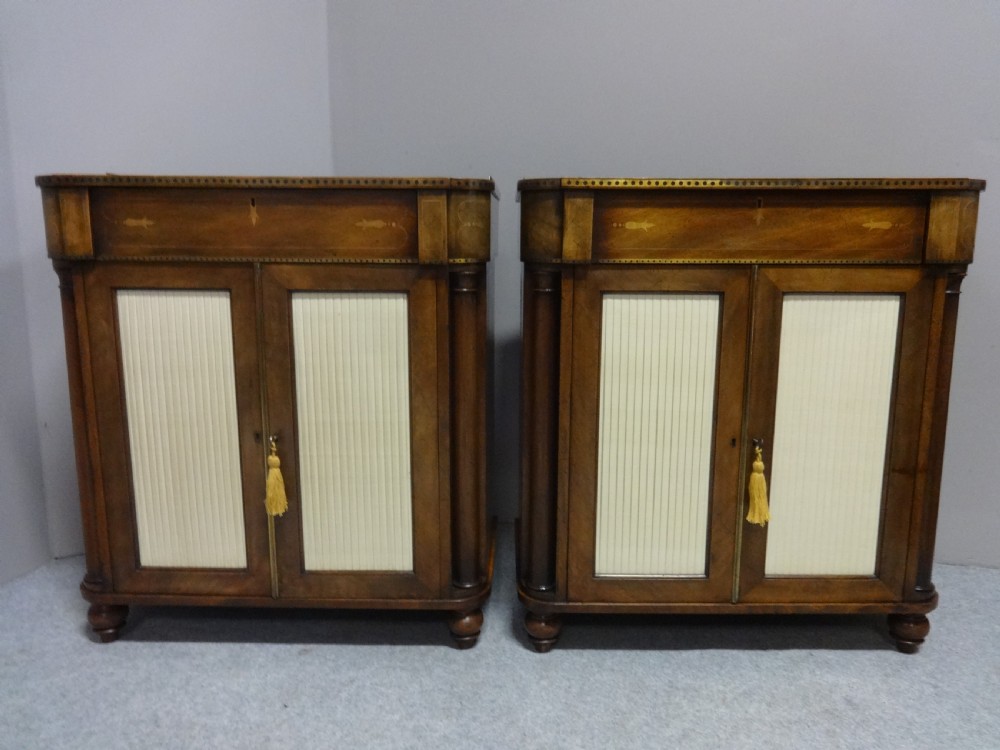 Top Quality Pair of Inlaid Dwarf Sidecabinets