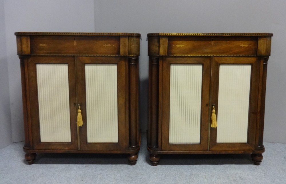 Top Quality Pair of Inlaid Dwarf Sidecabinets View II