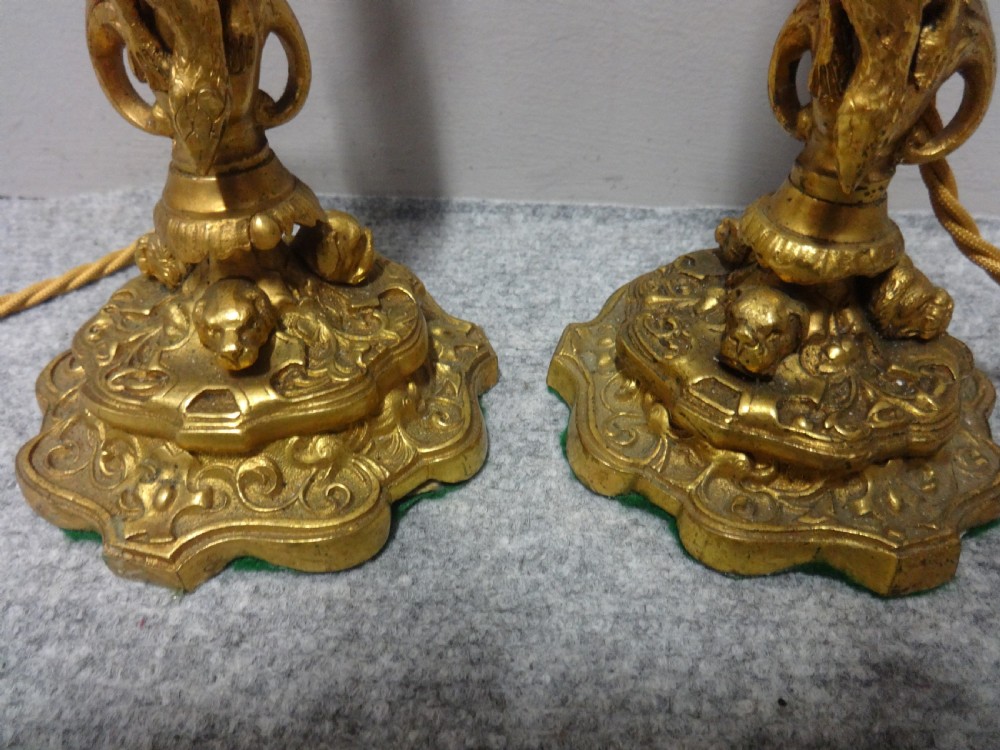 A Good Pair Gilt Metal Table Lamps View III