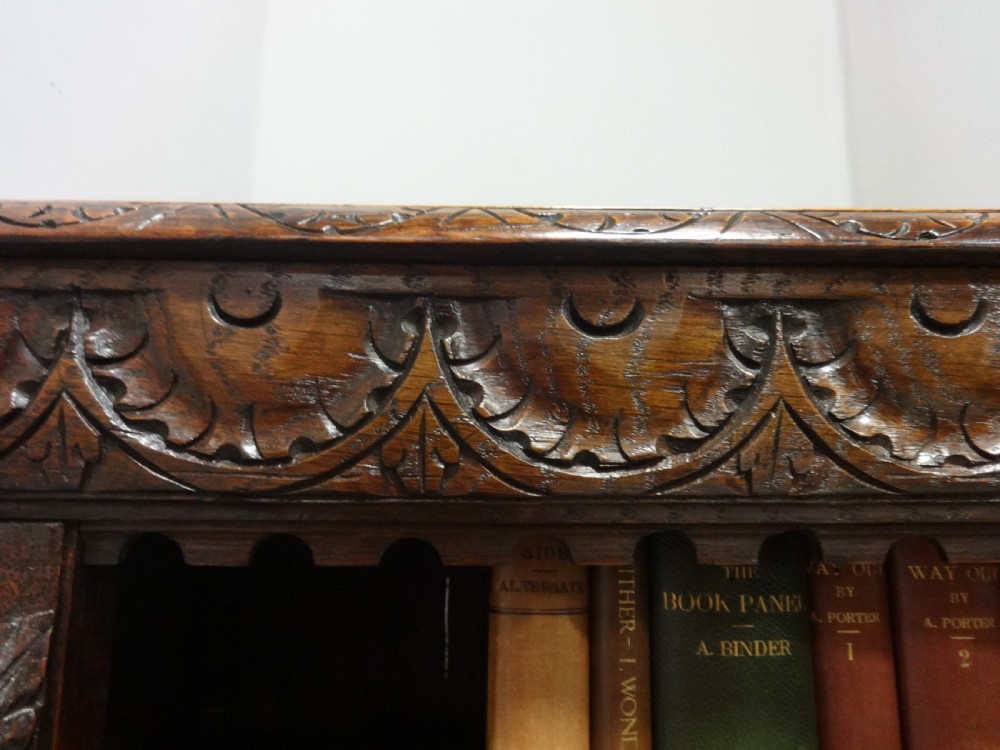 Very Good Solid Carved Oak Open Bookcase View II
