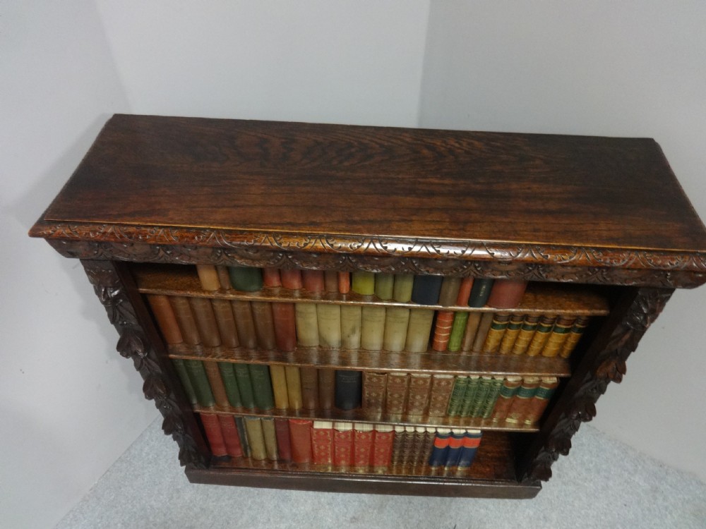 Very Good Solid Carved Oak Open Bookcase View IV