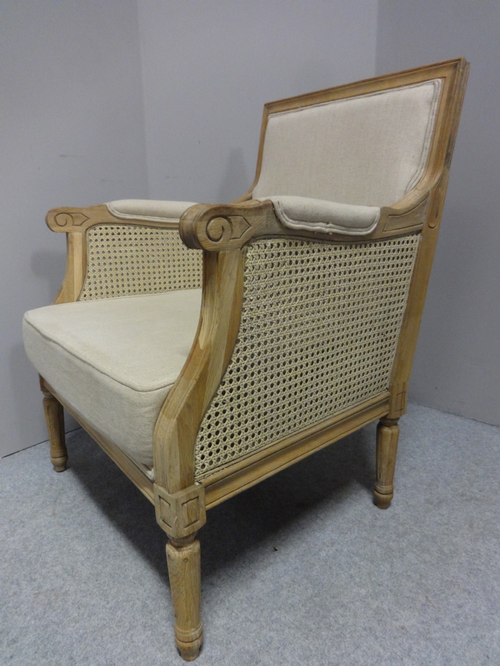 Good Bleached Oak Bergere Armchair View V
