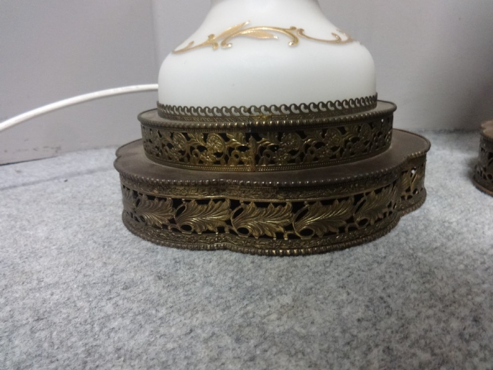 Wonderful Pair French Opaline Glass Lamps View II