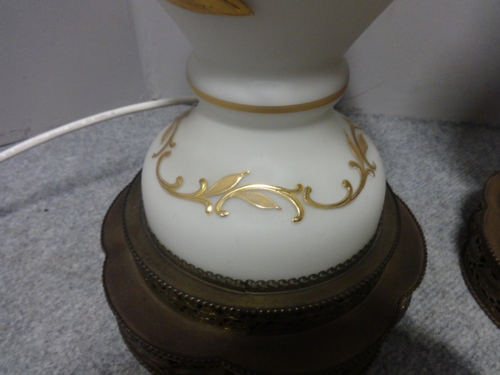 Wonderful Pair French Opaline Glass Lamps View IV