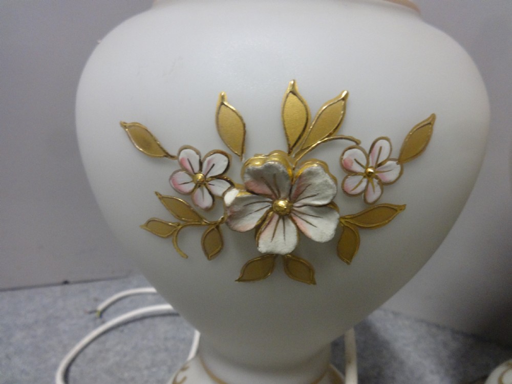 Wonderful Pair French Opaline Glass Lamps View V