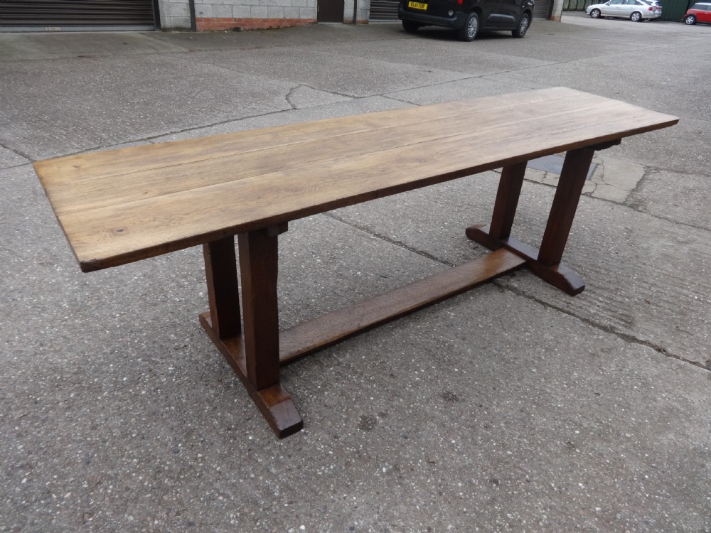 Large 12 Seater Oak Farmhouse Refrectory Dining Table, Abbotts Bromley School View II