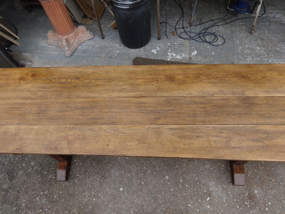 Large 12 Seater Oak Farmhouse Refrectory Dining Table, Abbotts Bromley School View XII