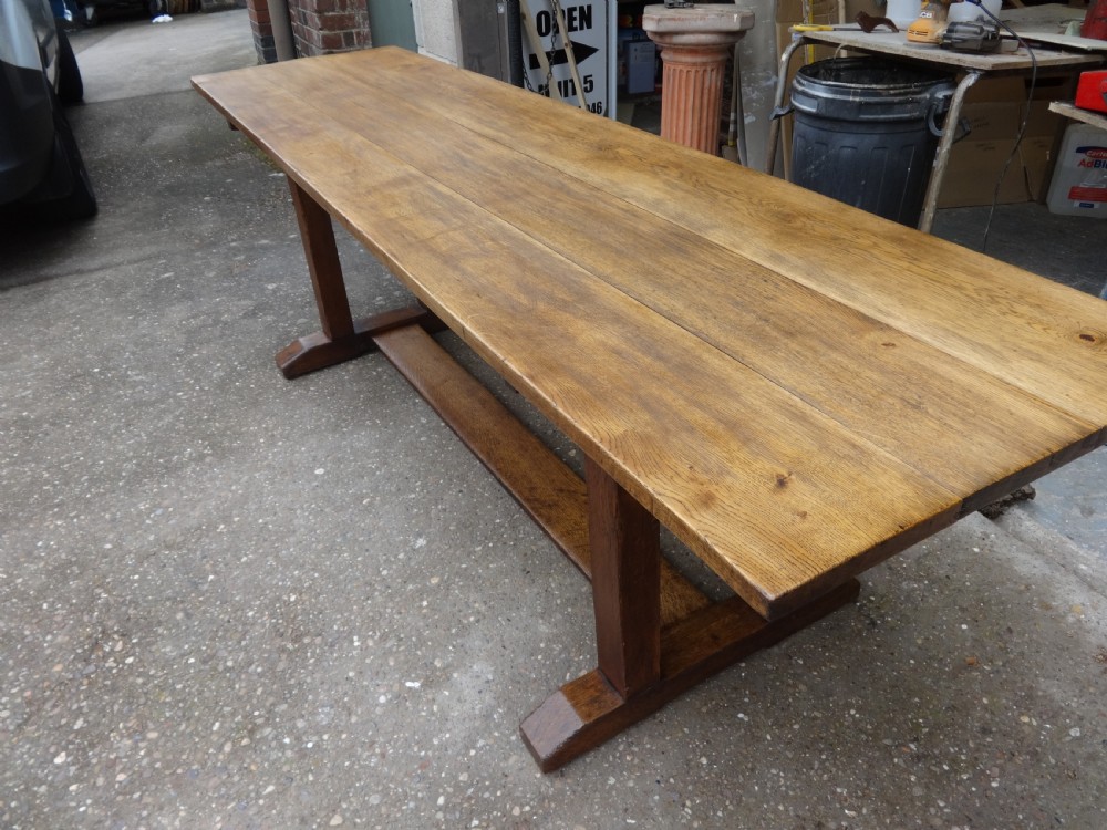 Large 12 Seater Oak Farmhouse Refrectory Dining Table, Abbotts Bromley School View XVI