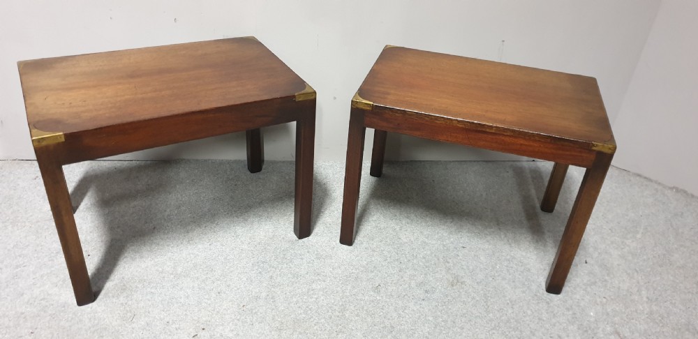 Pair Mahogany Campaign Coffee Tables