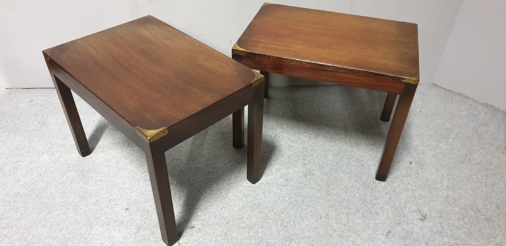 Pair Mahogany Campaign Coffee Tables View III