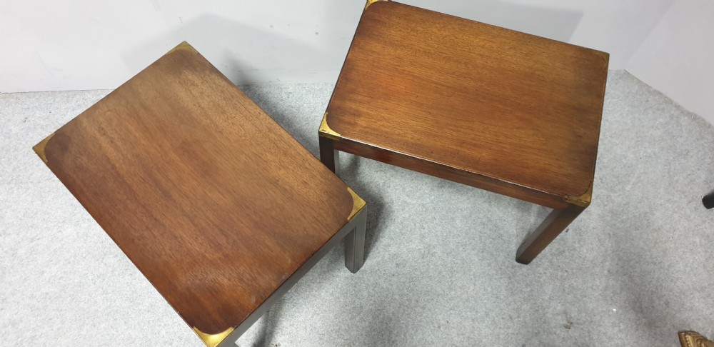 Pair Mahogany Campaign Coffee Tables View IV