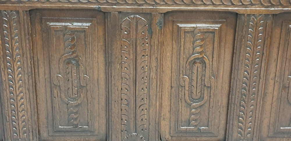 Large French oak coffer View II