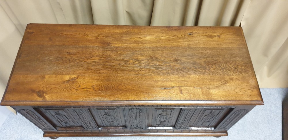 Large French oak coffer View V