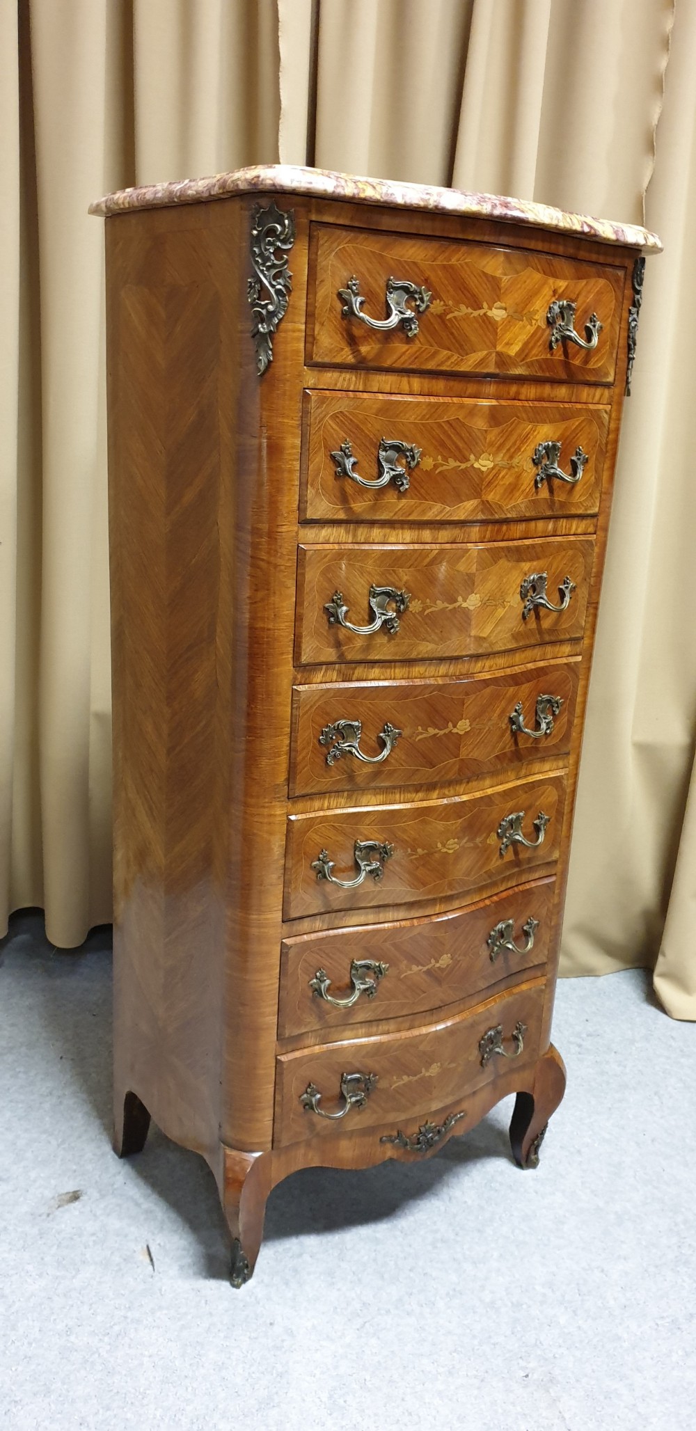French Serpentine Semanier Chest of Drawers View II