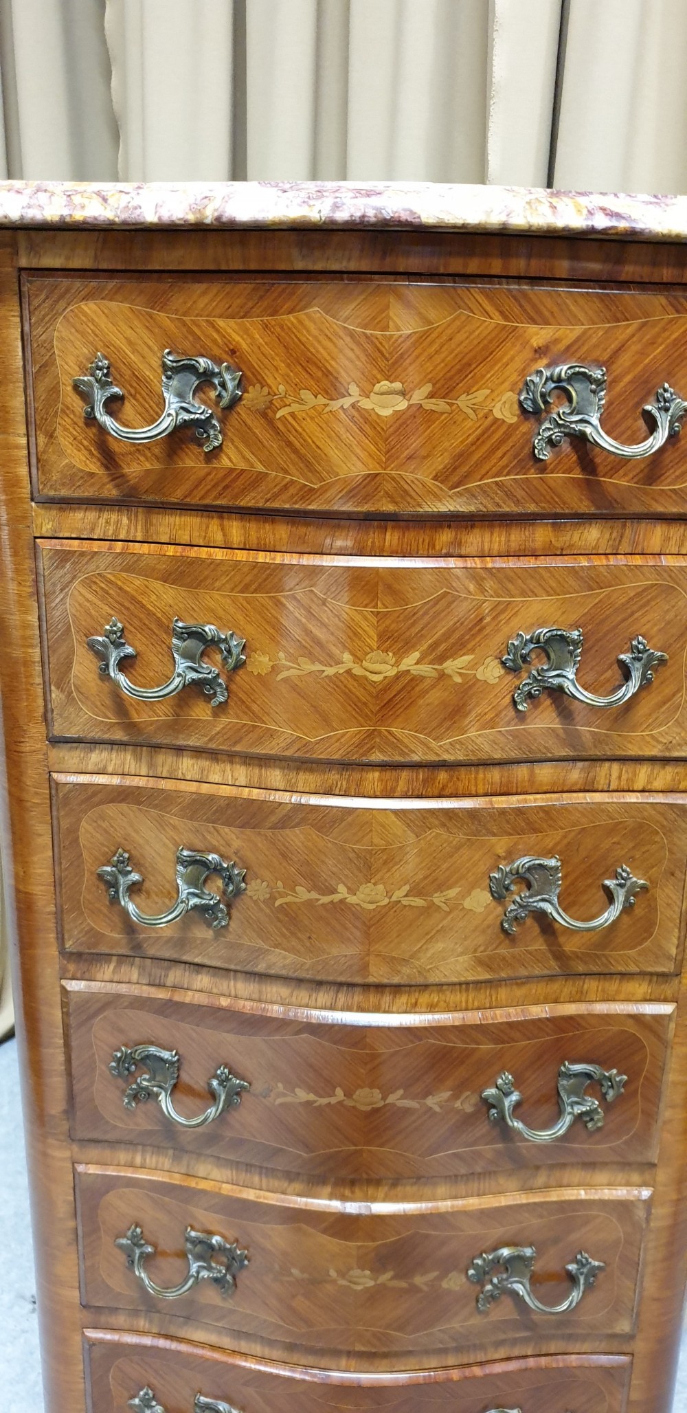 French Serpentine Semanier Chest of Drawers View III