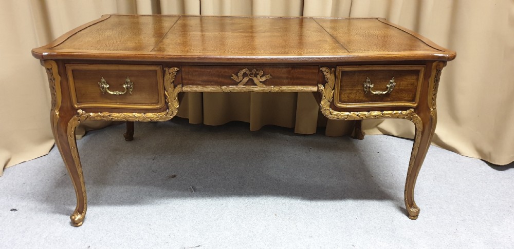 Large English Freestanding Mahogany Desk
