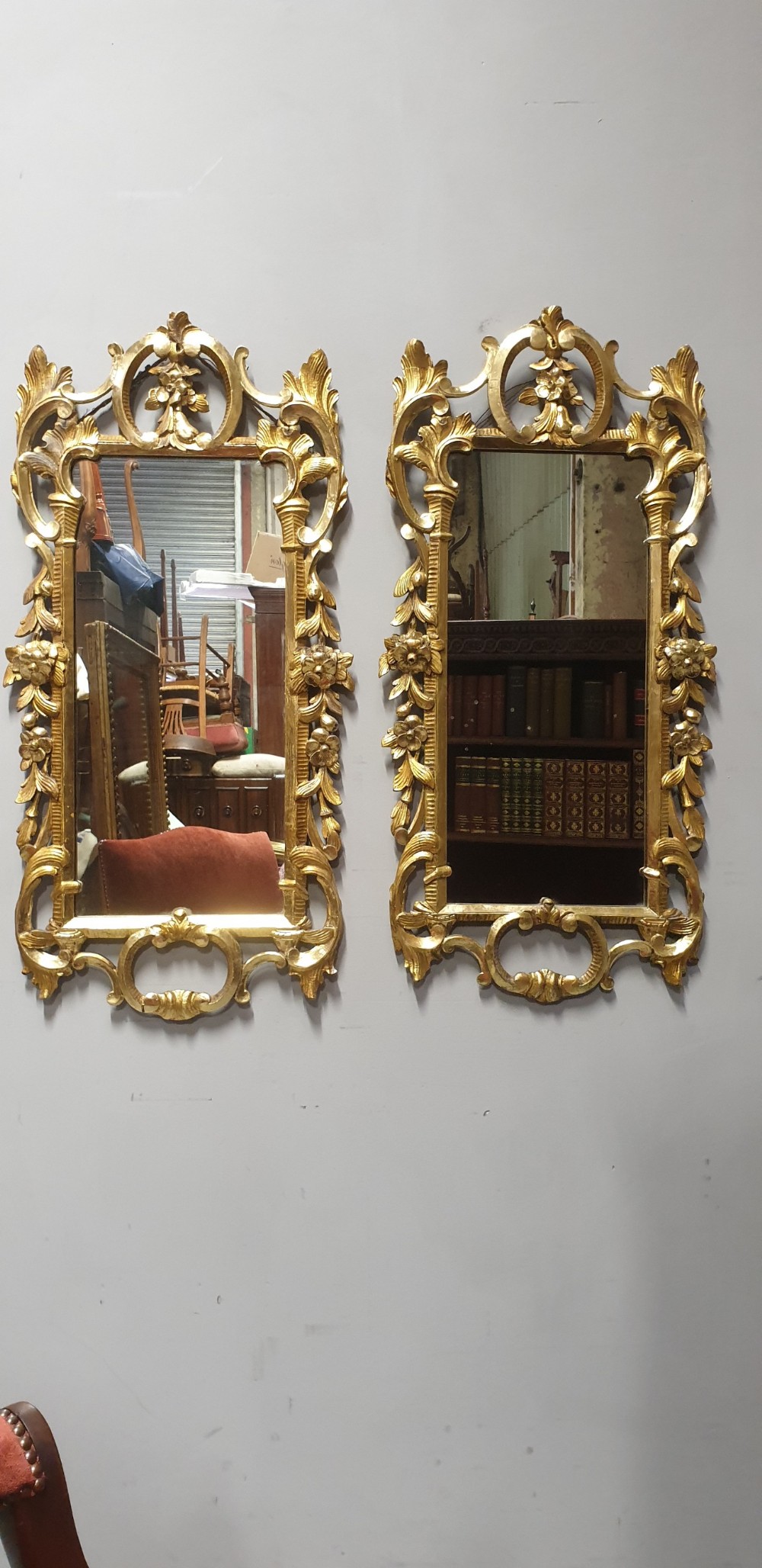 Wonderful Pair C19th Gilt Mirrors View V