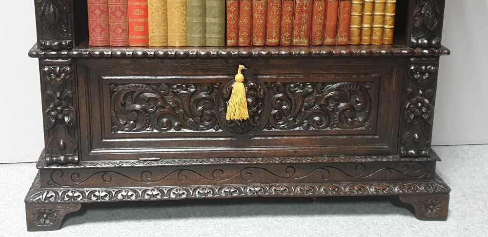 Flemish Oak Open Bookcase View V