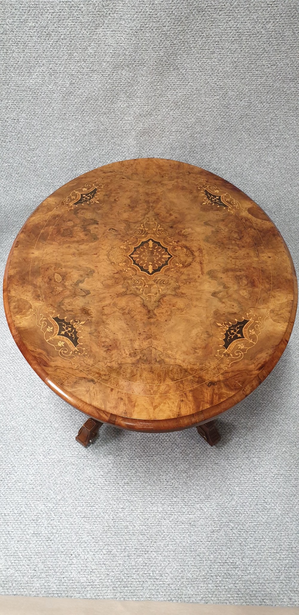 Victorian Burr Walnut Dining Table  View IX
