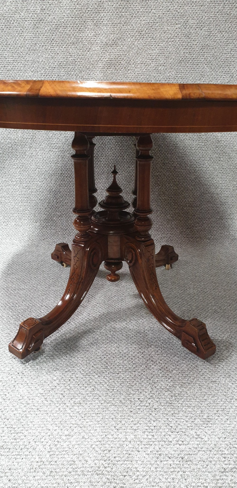 Victorian Burr Walnut Dining Table  View X