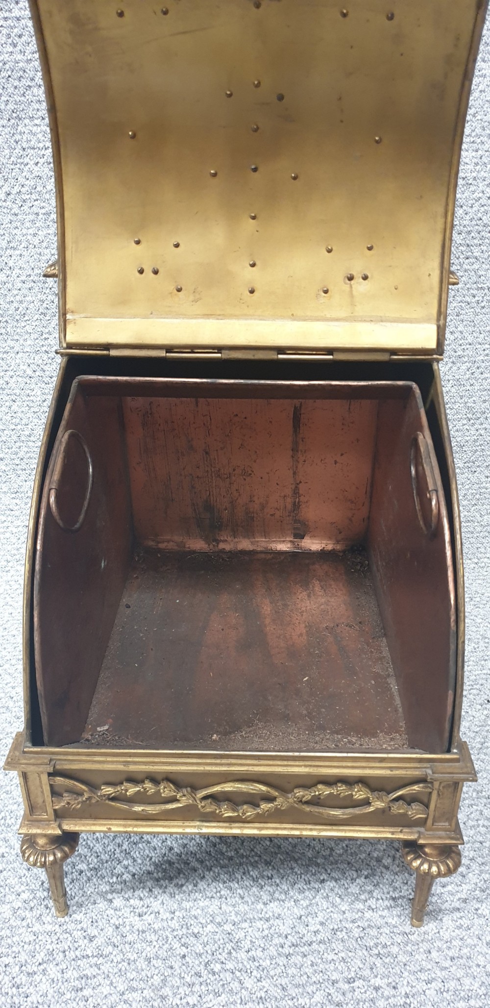 Wonderful French Brass Coal Log Bin View V