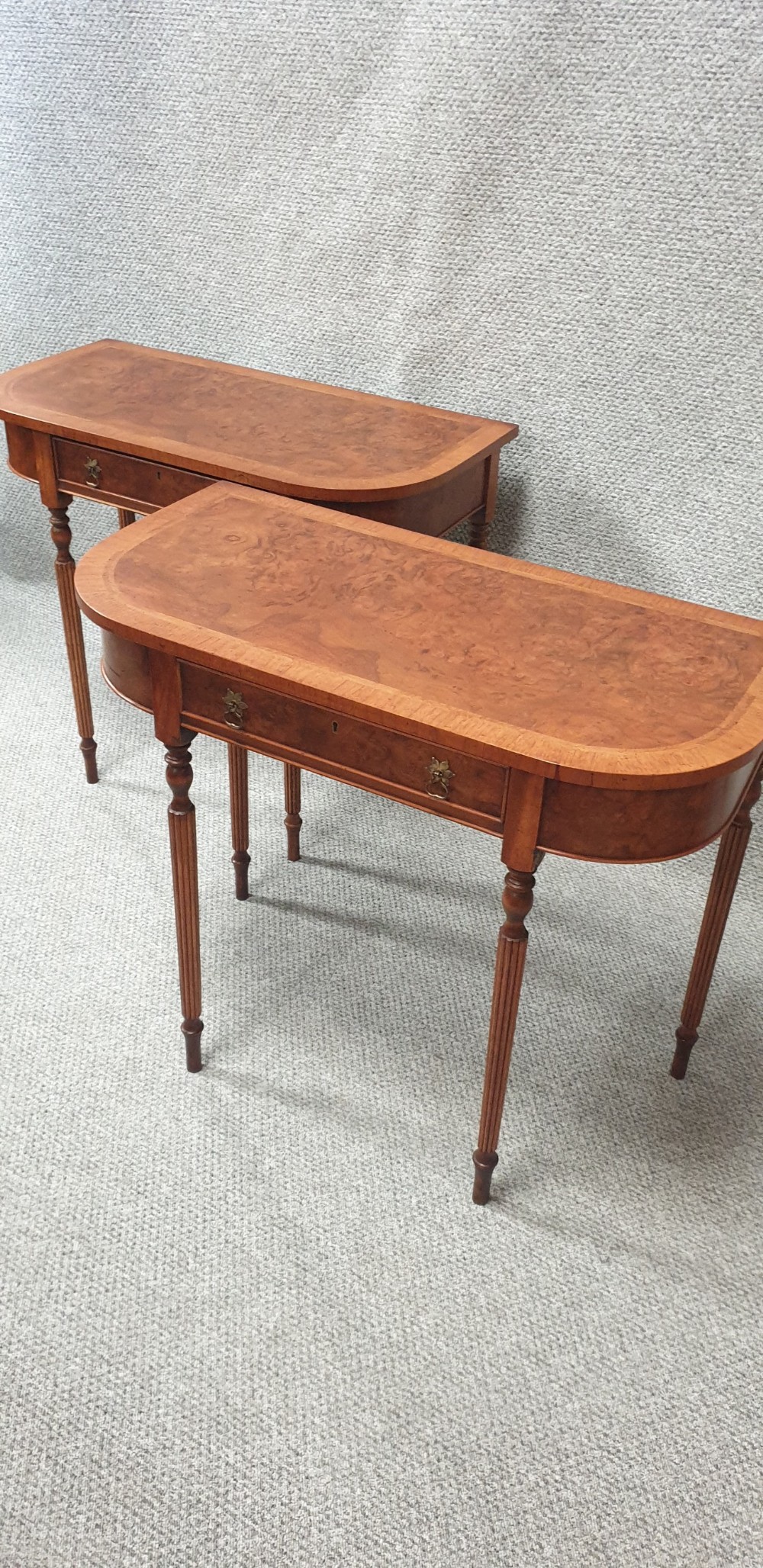 Pair Burr Walnut Console Tables View II