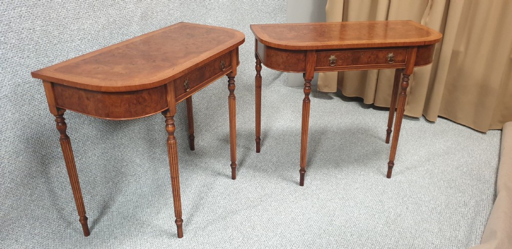 Pair Burr Walnut Console Tables View VI