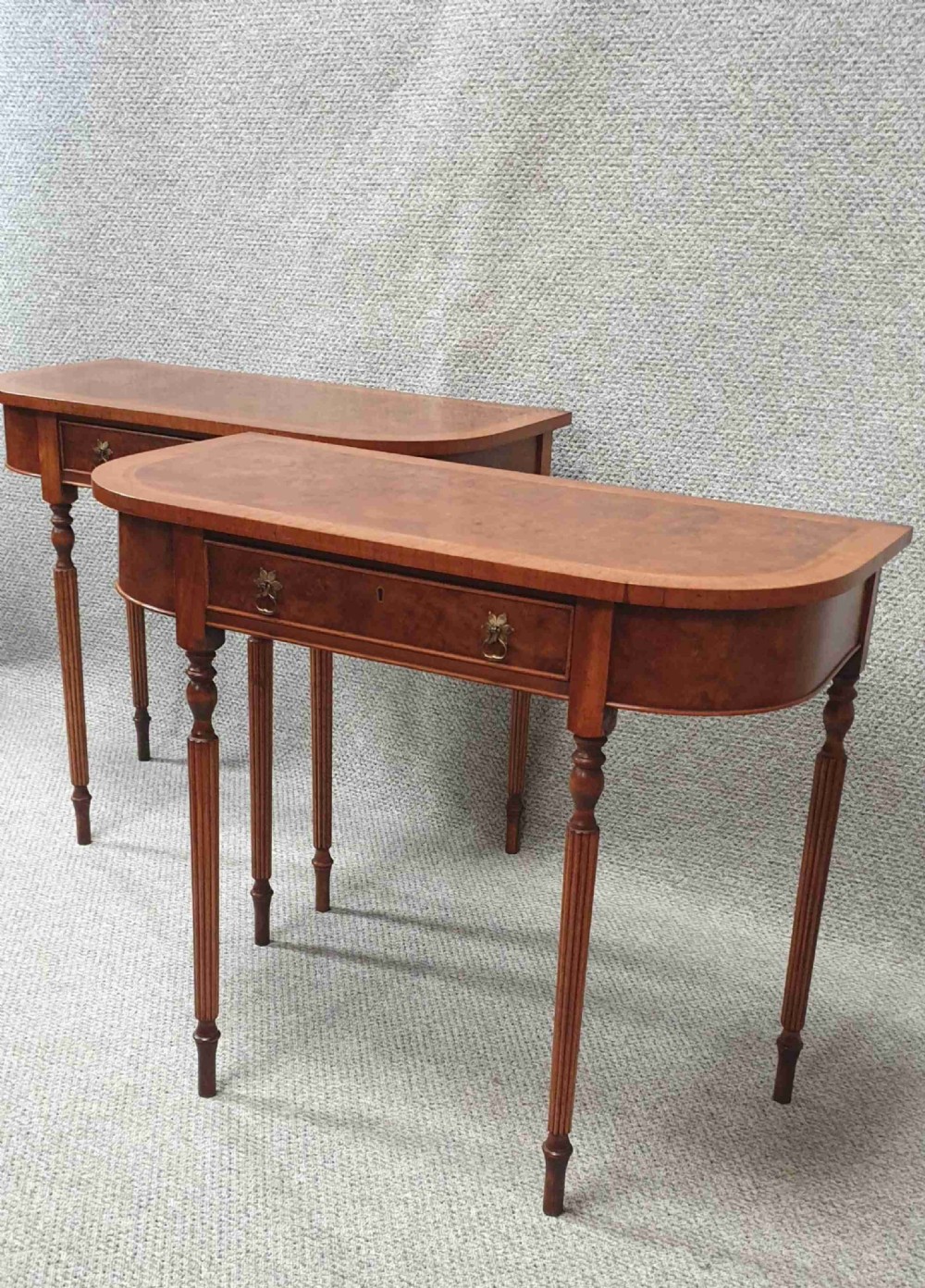 Pair Burr Walnut Console Tables