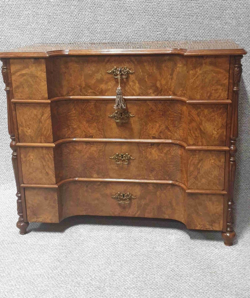 Outstanding Burr Walnut Concave Chest of Drawers