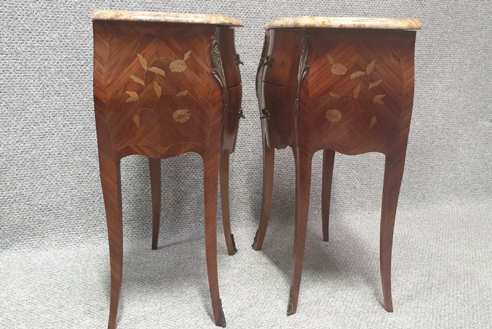 French Oversized Marquetry Bedside Lamp Chests View III
