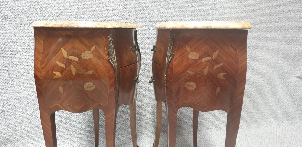 French Oversized Marquetry Bedside Lamp Chests View IV