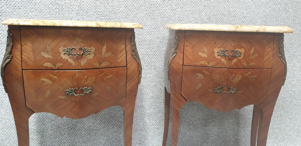French Oversized Marquetry Bedside Lamp Chests View V