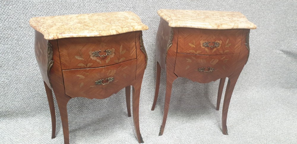 French Oversized Marquetry Bedside Lamp Chests View VII