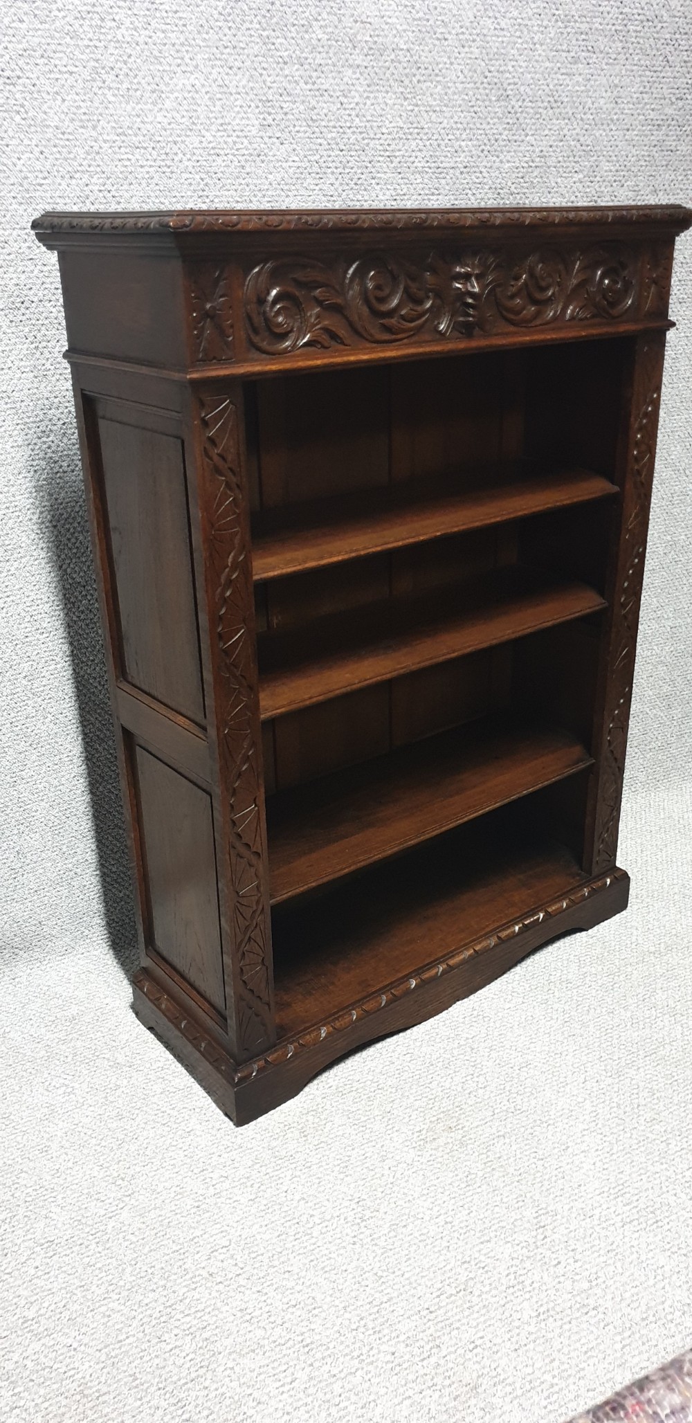 Solid Oak Adjustable Open Bookcase 