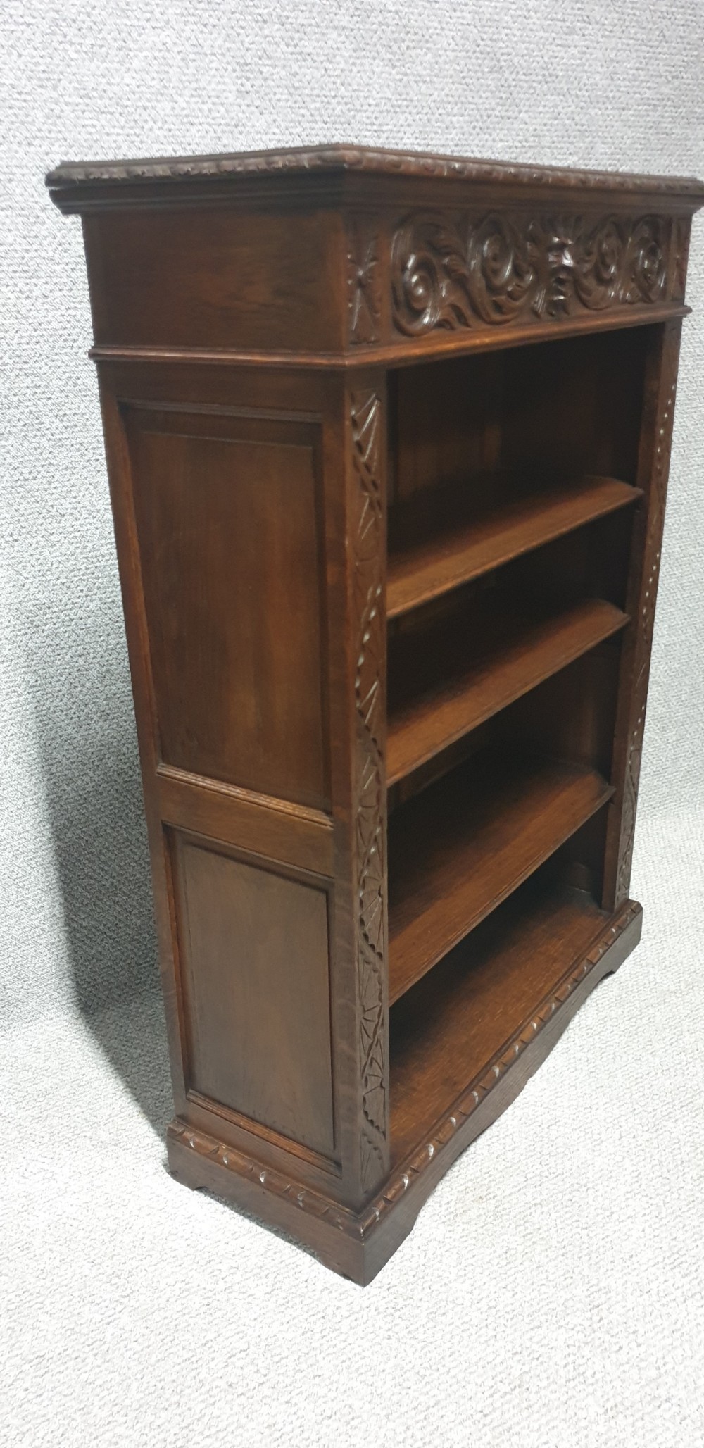 Solid Oak Adjustable Open Bookcase  View II